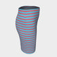 Striped Fitted Skirt - Darker Coral on Light Blue - SummerTies
