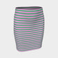 Striped Fitted Skirt - Green on Light Pink - SummerTies