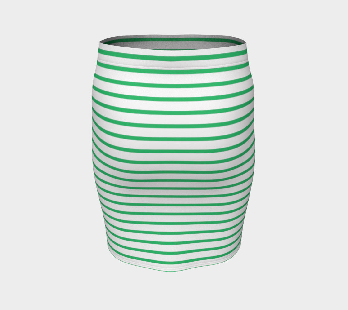 Striped Fitted Skirt - Green on White - SummerTies