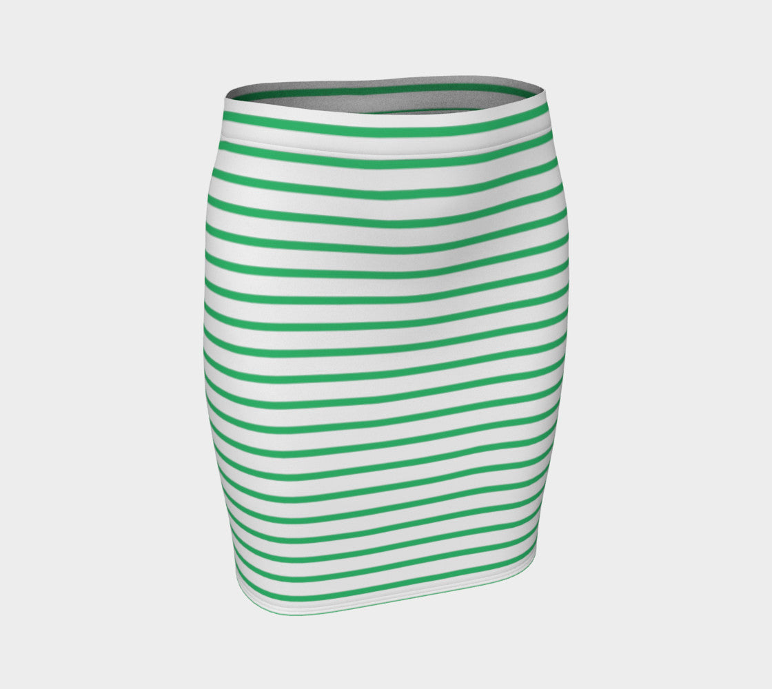 Striped Fitted Skirt - Green on White - SummerTies