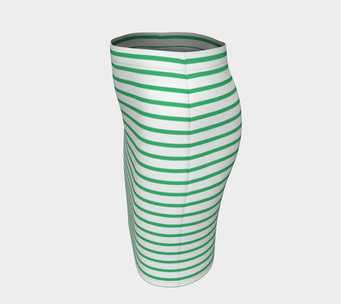 Striped Fitted Skirt - Green on White - SummerTies