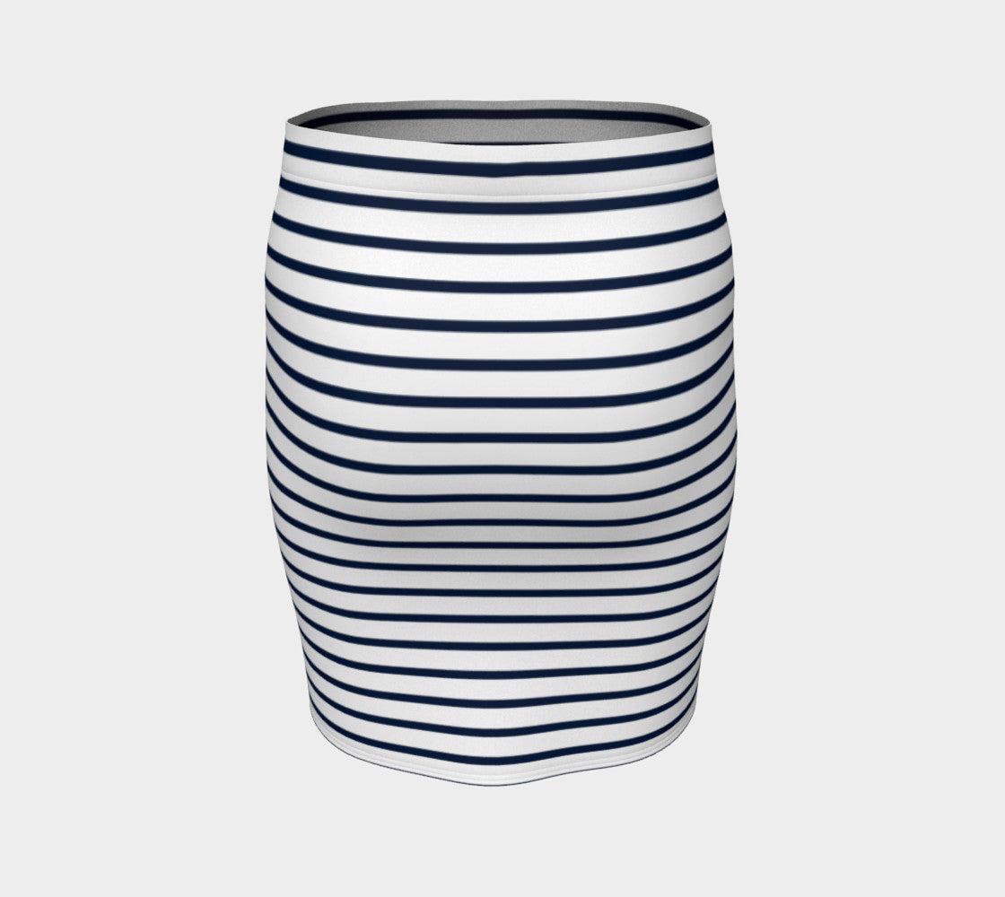 Striped Fitted Skirt - Navy on White - SummerTies