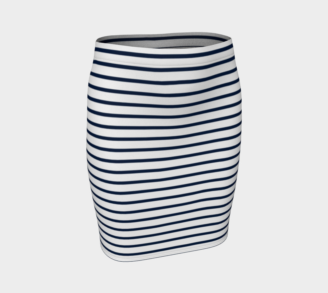 Striped Fitted Skirt - Navy on White - SummerTies