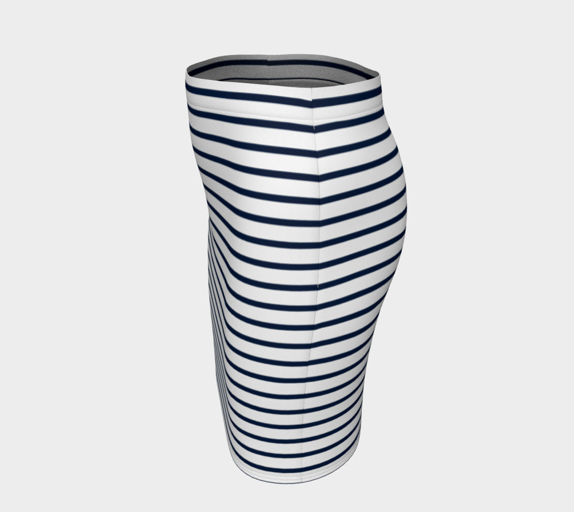 Striped Fitted Skirt - Navy on White - SummerTies