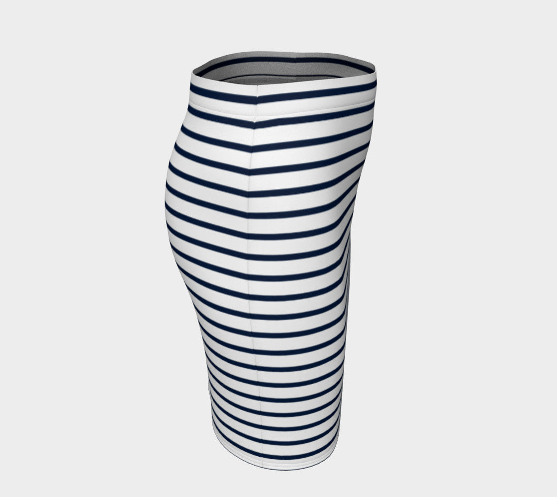 Striped Fitted Skirt - Navy on White - SummerTies