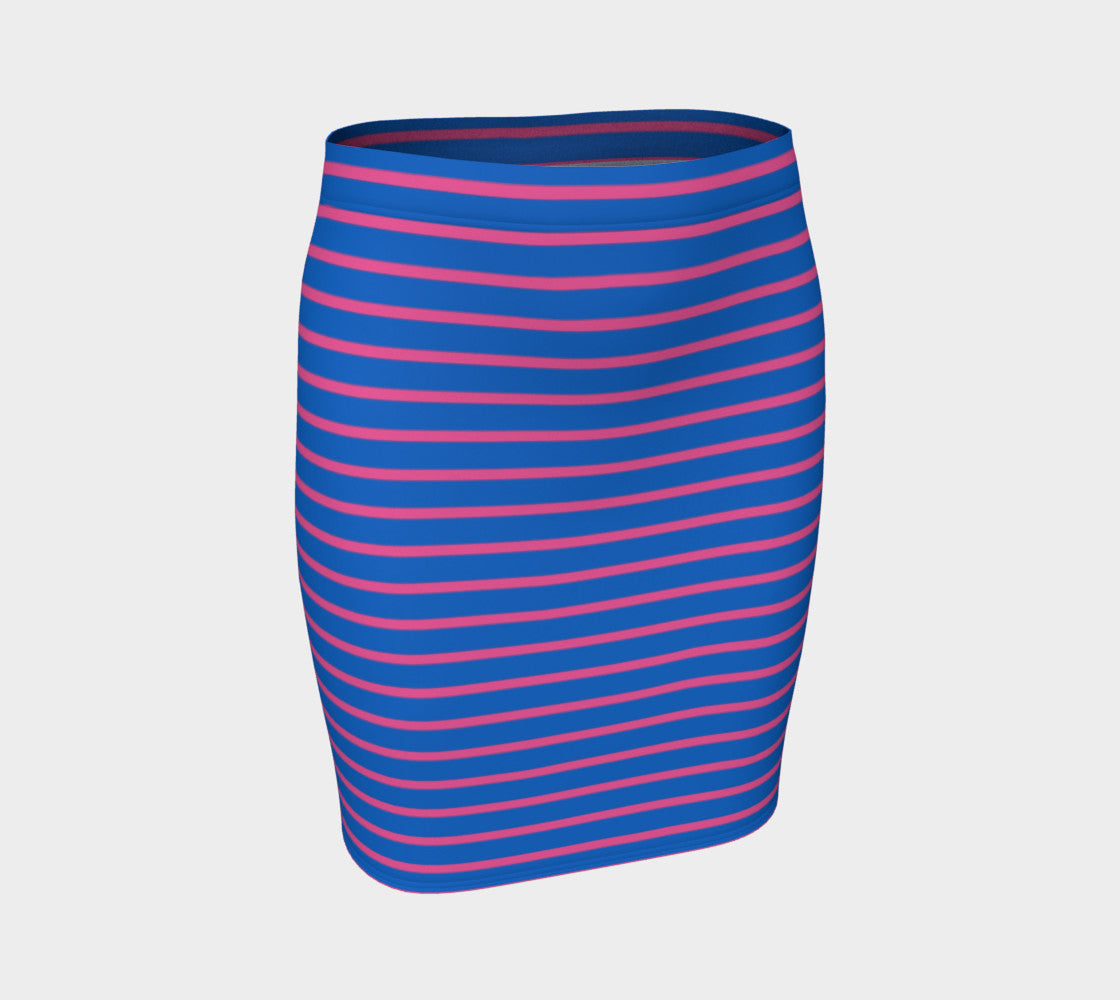 Striped Fitted Skirt - Pink on Blue - SummerTies