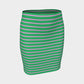 Striped Fitted Skirt - Light Pink on Green - SummerTies