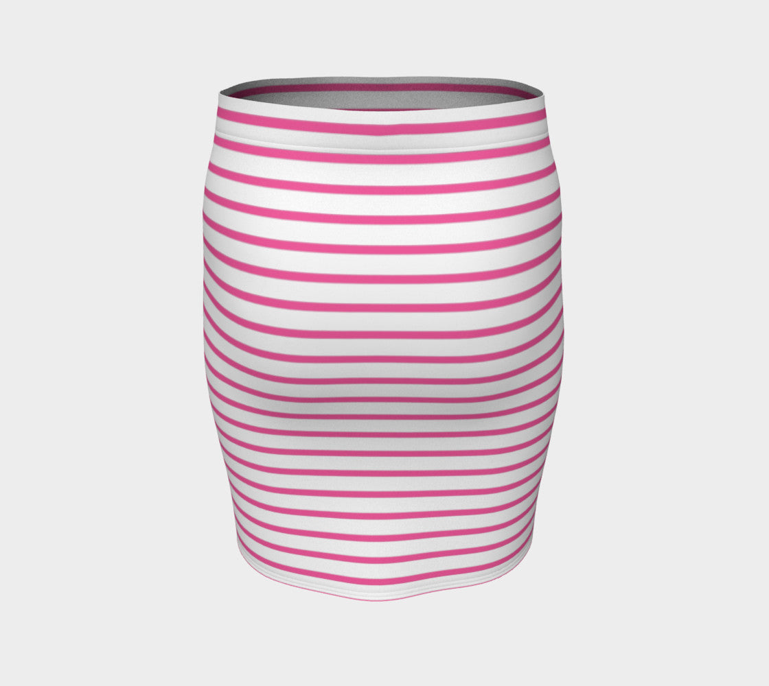 Striped Fitted Skirt - Pink on White - SummerTies
