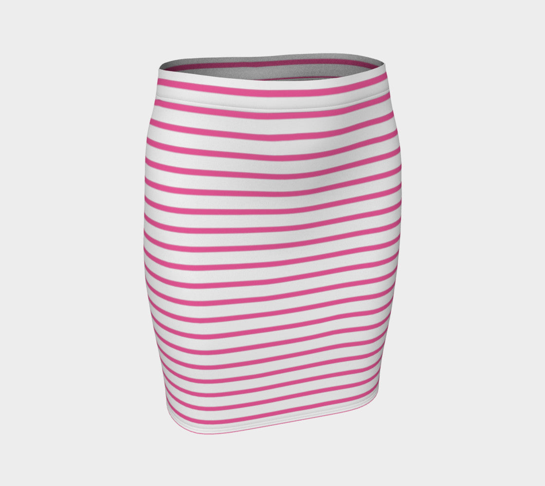 Striped Fitted Skirt - Pink on White - SummerTies