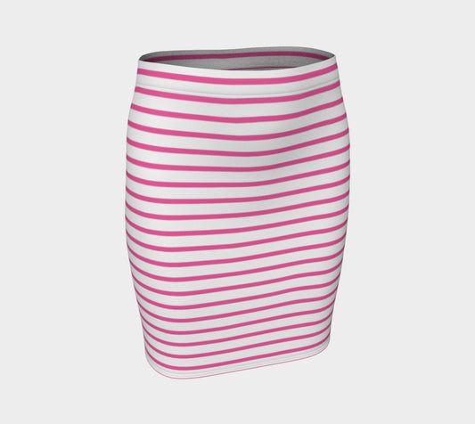 Striped Fitted Skirt - Pink on White - SummerTies