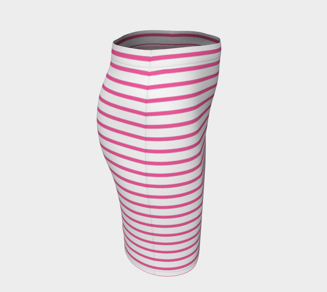 Striped Fitted Skirt - Pink on White - SummerTies