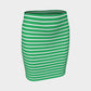 Striped Fitted Skirt - White on Green - SummerTies