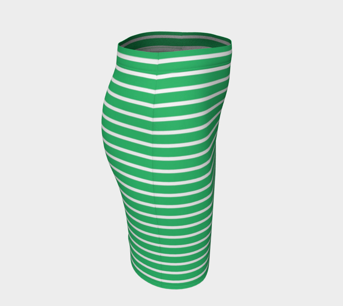 Striped Fitted Skirt - White on Green - SummerTies