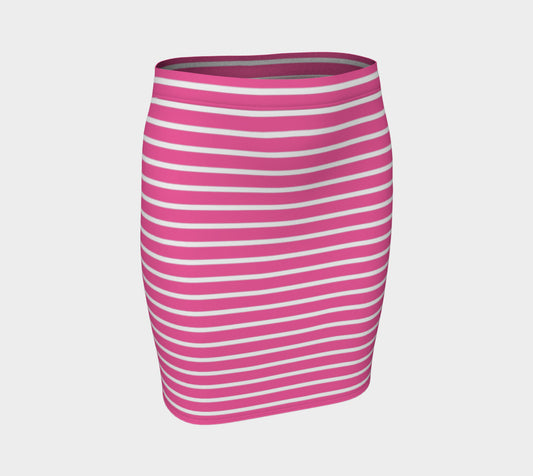 Striped Fitted Skirt - White on Pink - SummerTies