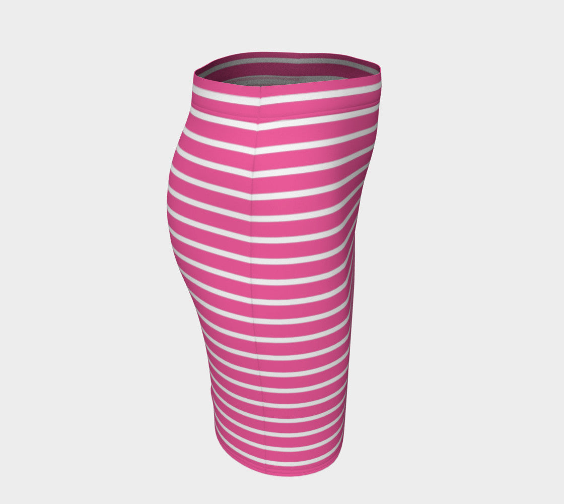 Striped Fitted Skirt - White on Pink - SummerTies