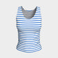 Striped Fitted Tank Top - Blue on White - SummerTies