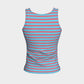 Striped Fitted Tank Top - Darker Coral on Light Blue - SummerTies