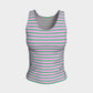 Striped Fitted Tank Top - Green on Light Pink - SummerTies