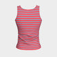 Striped Fitted Tank Top - Light Blue on Darker Coral - SummerTies