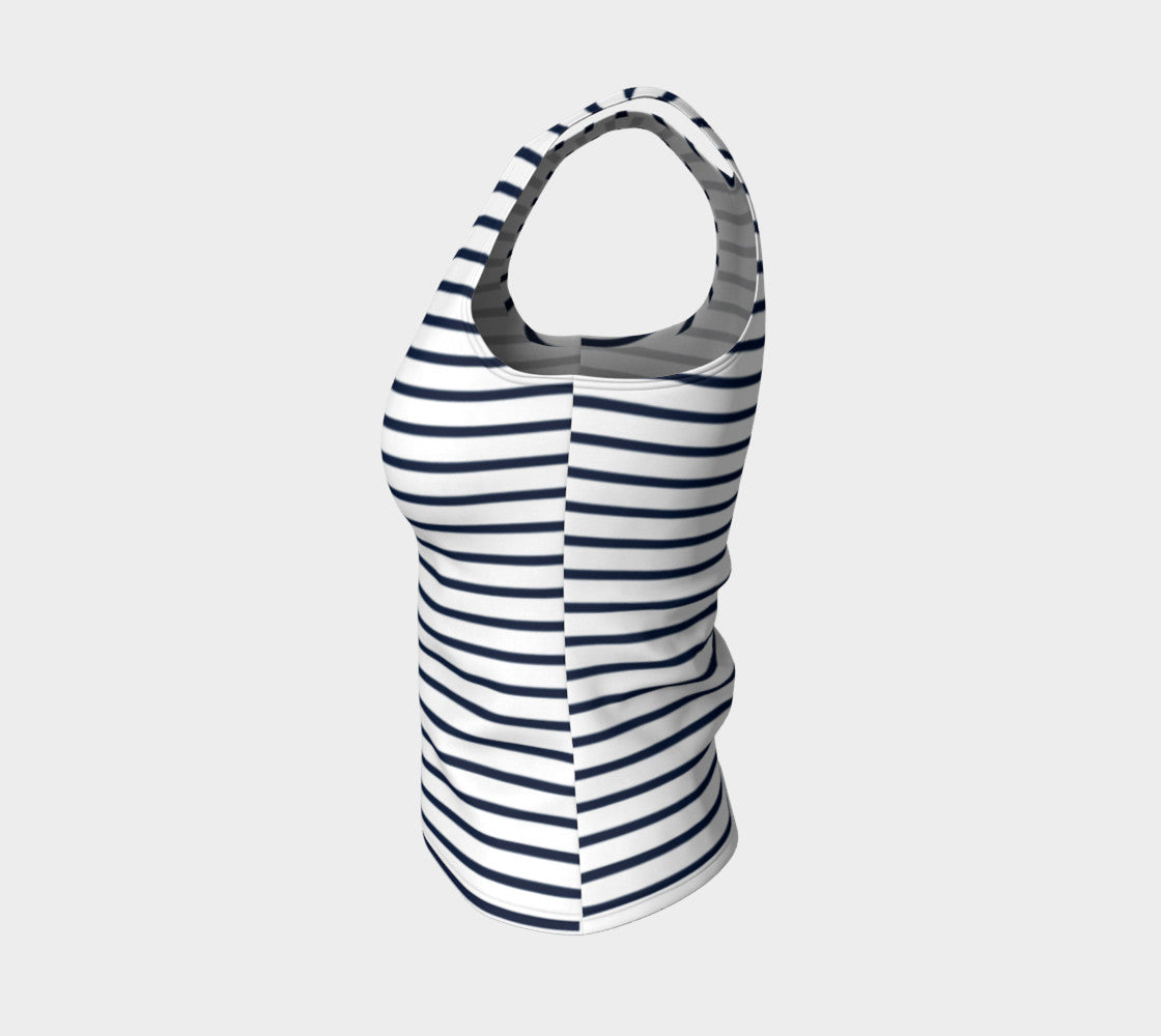 Striped Fitted Tank Top - Navy on White - SummerTies