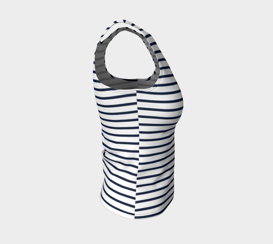 Striped Fitted Tank Top - Navy on White - SummerTies
