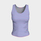 Striped Fitted Tank Top - Pink on Light Blue - SummerTies