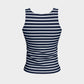Striped Fitted Tank Top - White on Navy - SummerTies