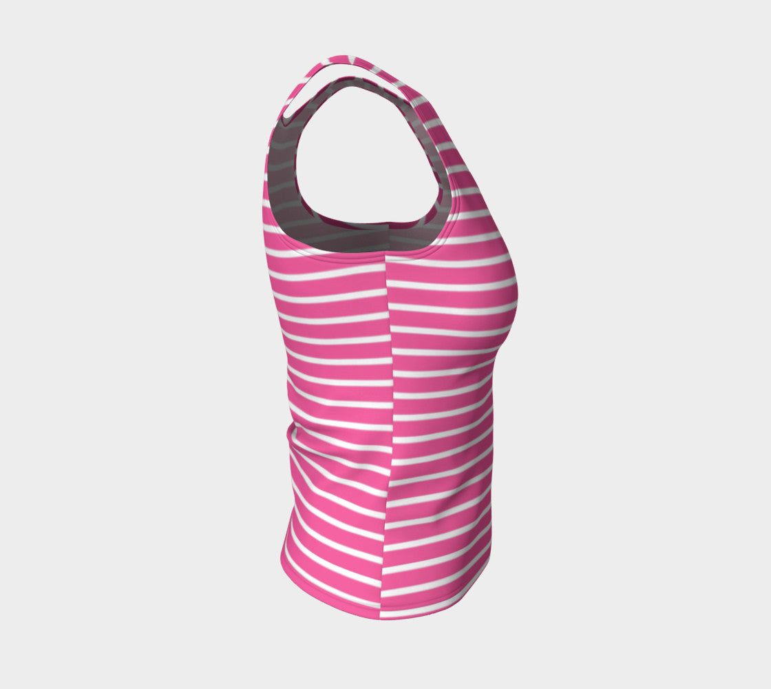 Striped Fitted Tank Top - White on Pink - SummerTies