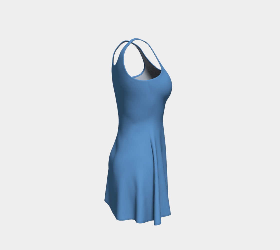 Solid Flare Dress - Blue