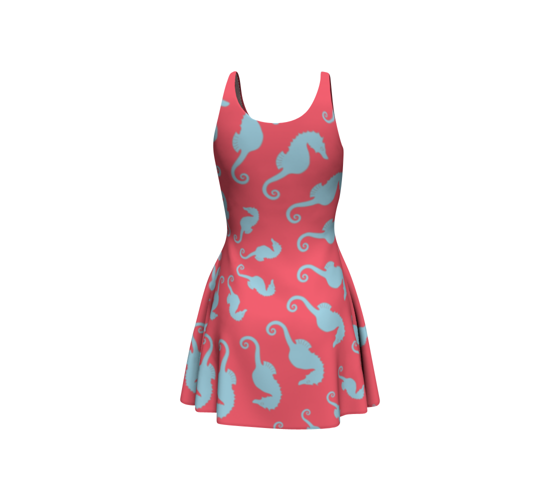 Seahorse Flare Dress - Coral Pink - SummerTies