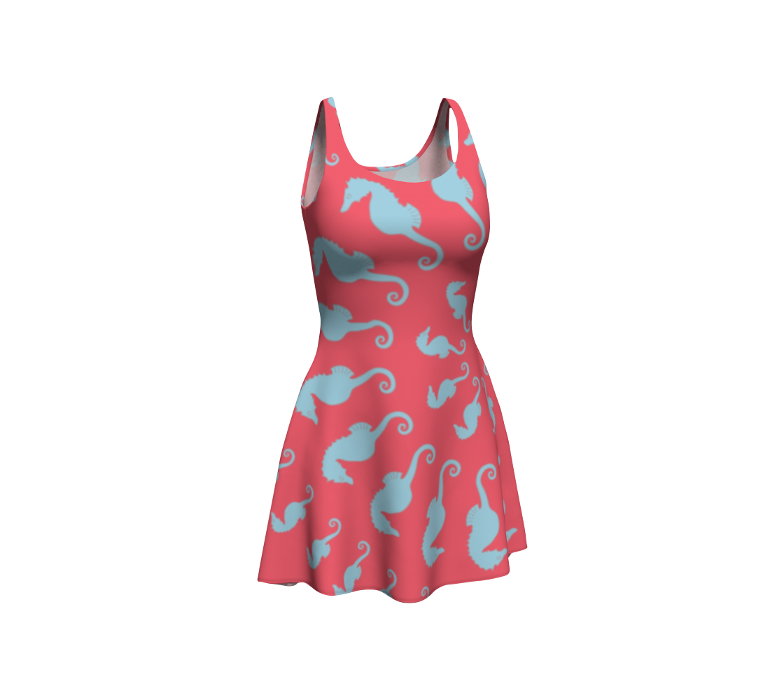 Seahorse Flare Dress - Coral Pink - SummerTies