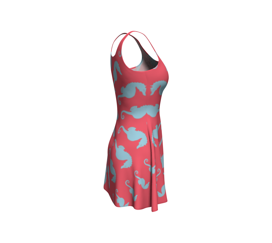 Seahorse Flare Dress - Coral Pink - SummerTies