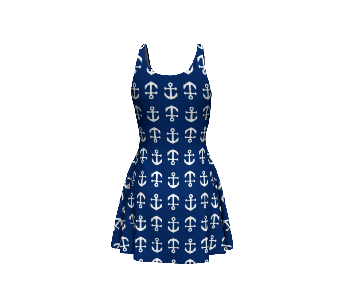 Anchor Toss Flare Dress - Navy - SummerTies