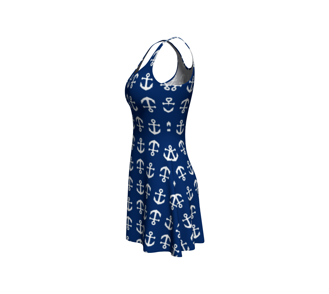 Anchor Toss Flare Dress - Navy - SummerTies