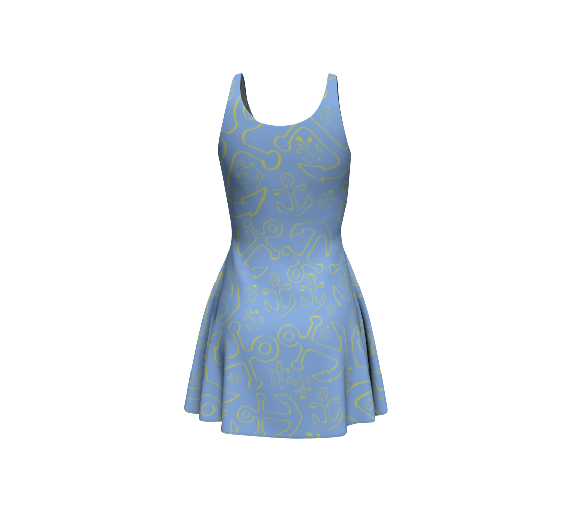 Anchor Dream Flare Dress - Light Blue - SummerTies