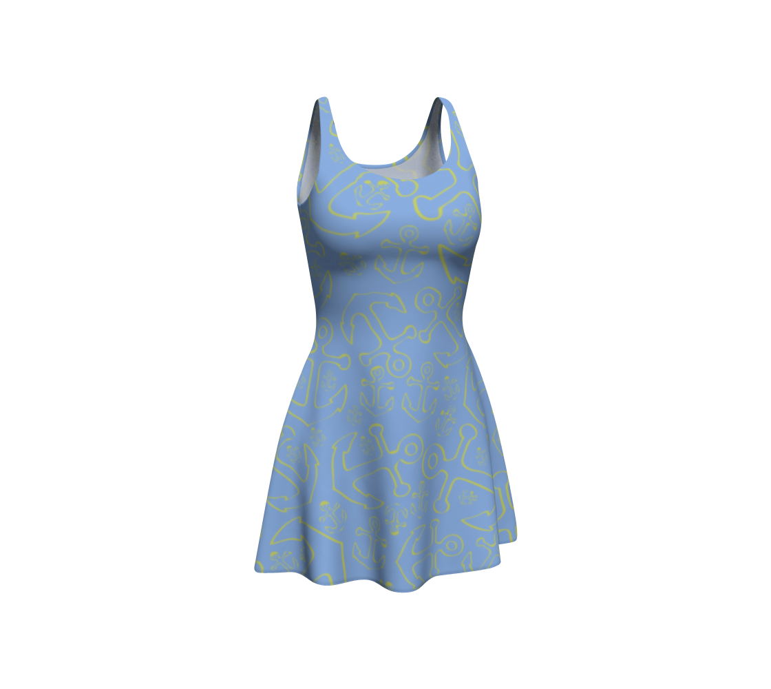 Anchor Dream Flare Dress - Light Blue - SummerTies