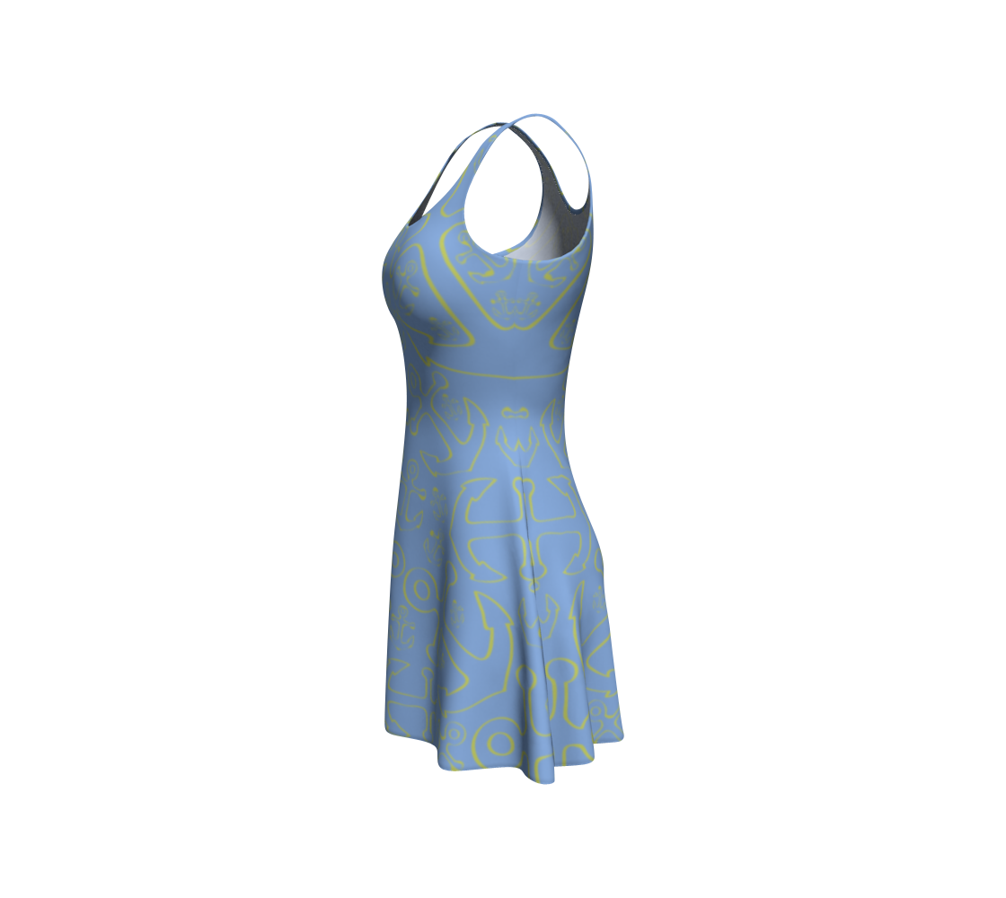 Anchor Dream Flare Dress - Light Blue - SummerTies