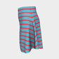 Striped Flare Skirt - Darker Coral on Light Blue - SummerTies