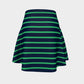 Striped Flare Skirt - Green on Navy - SummerTies