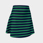 Striped Flare Skirt - Green on Navy - SummerTies