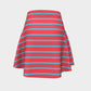 Striped Flare Skirt - Light Blue on Darker Coral - SummerTies