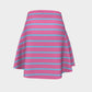 Striped Flare Skirt - Light Blue on Pink - SummerTies