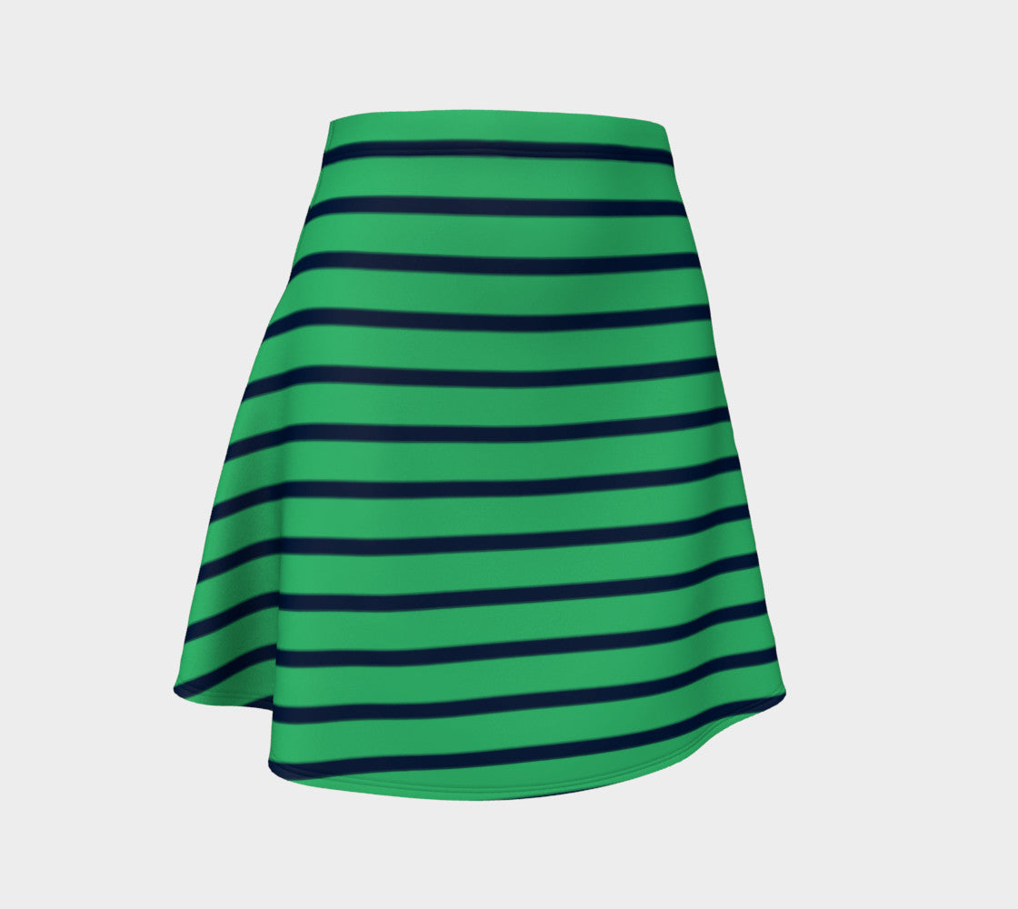 Striped Flare Skirt - Navy on Green - SummerTies