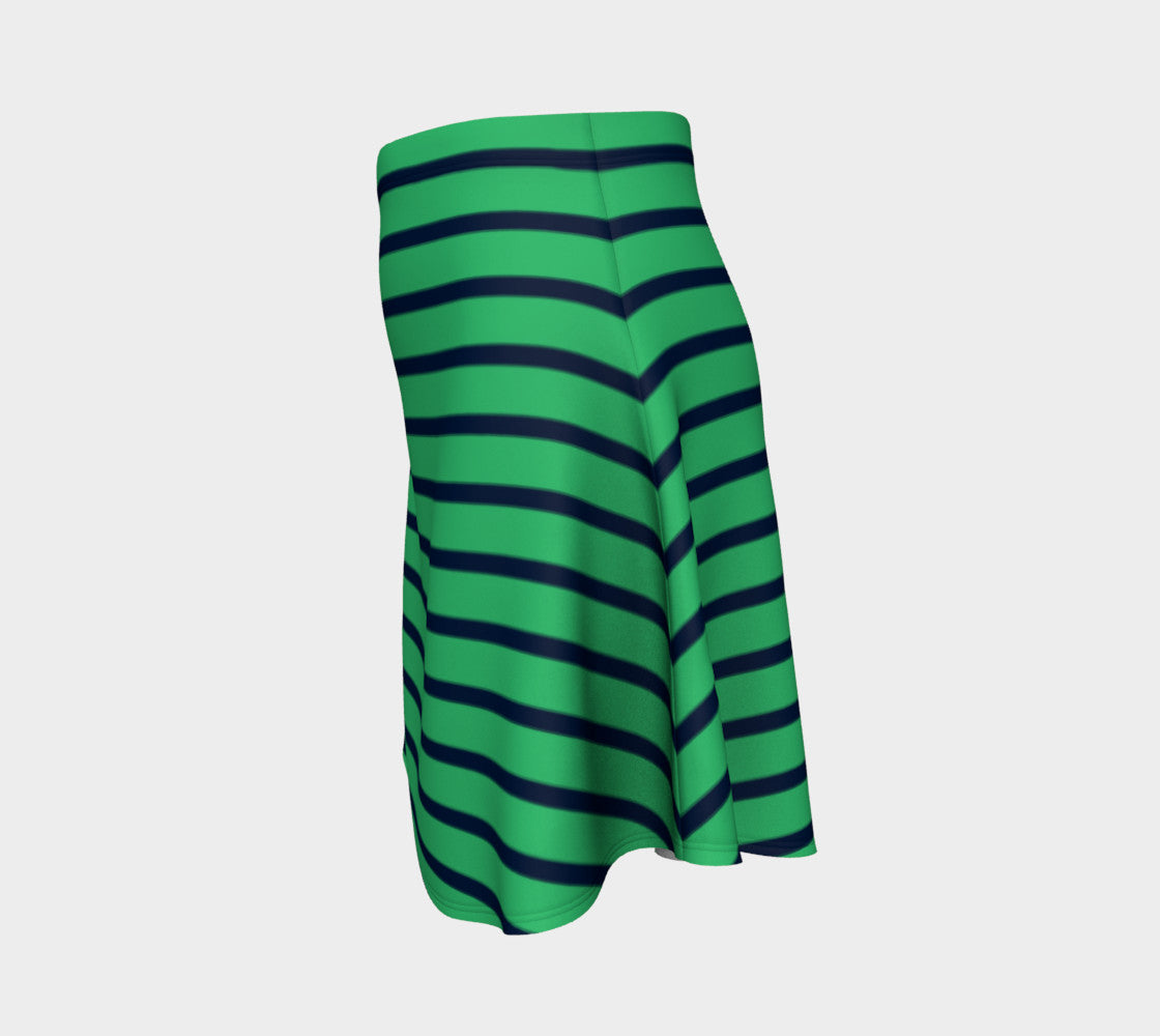 Striped Flare Skirt - Navy on Green - SummerTies