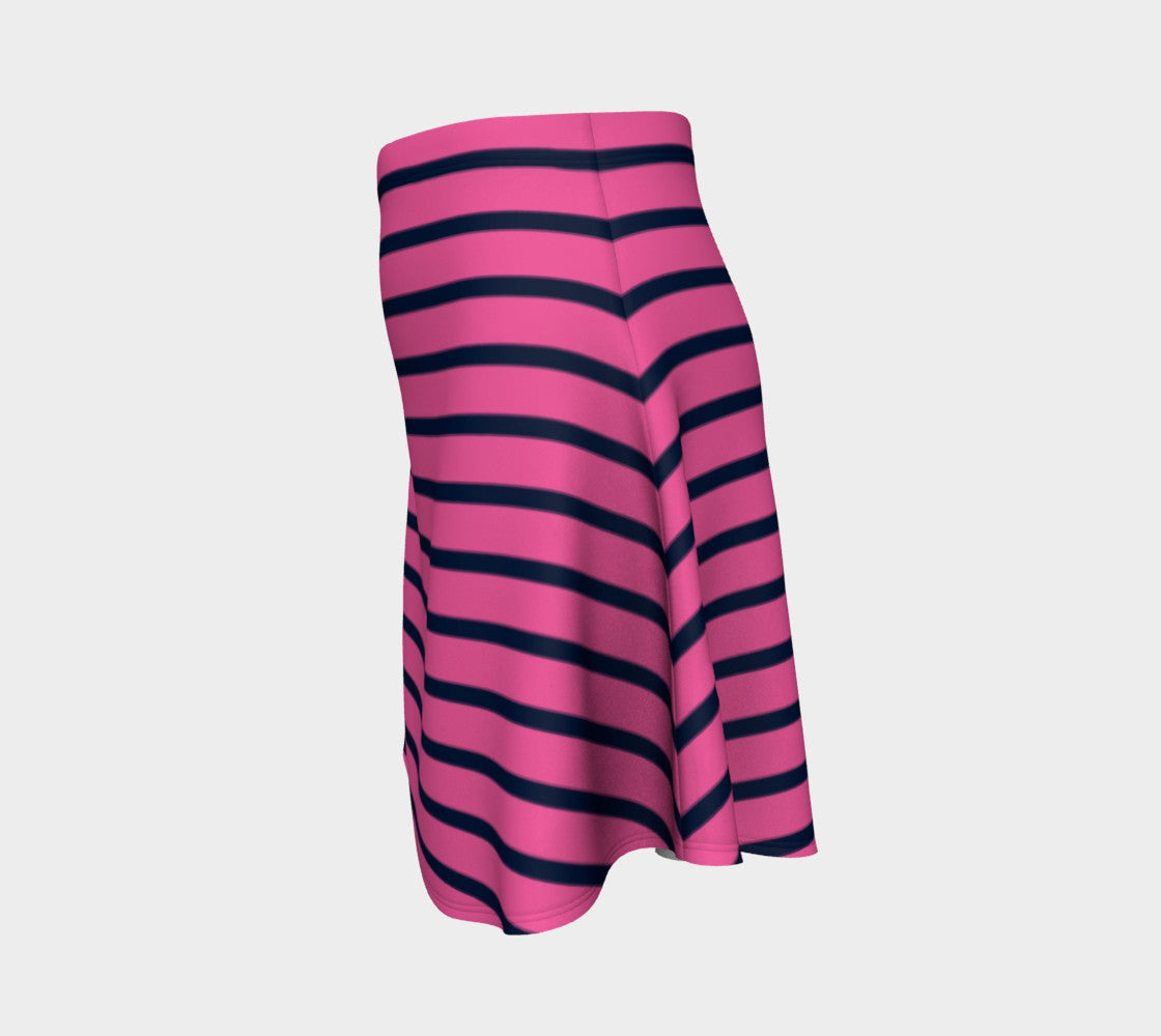 Striped Flare Skirt - Navy on Pink - SummerTies