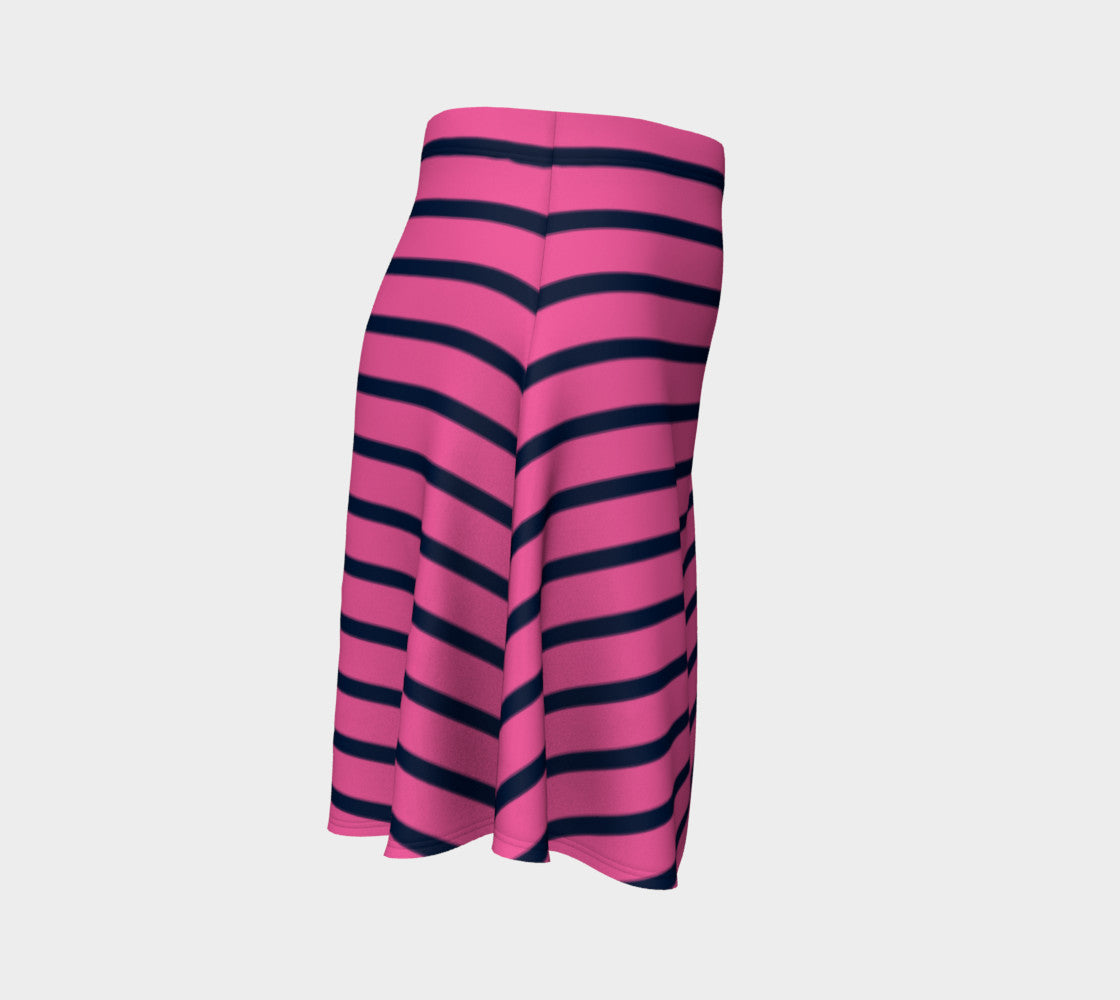 Striped Flare Skirt - Navy on Pink - SummerTies