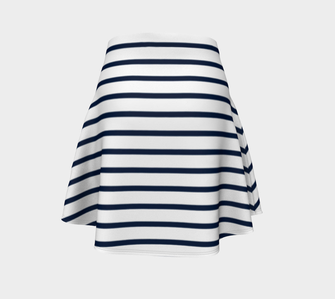 Striped Flare Skirt - Navy on White - SummerTies