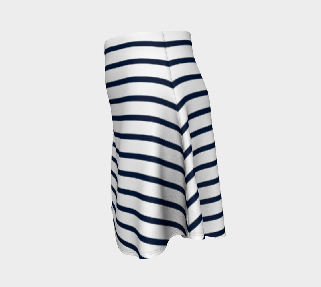 Striped Flare Skirt - Navy on White - SummerTies