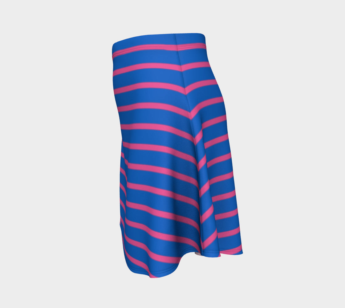 Striped Flare Skirt - Pink on Blue - SummerTies