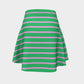 Striped Flare Skirt - Light Pink on Green - SummerTies